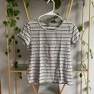 H&M Divided Striped T-Shirt (Medium, Grey/Black/White)